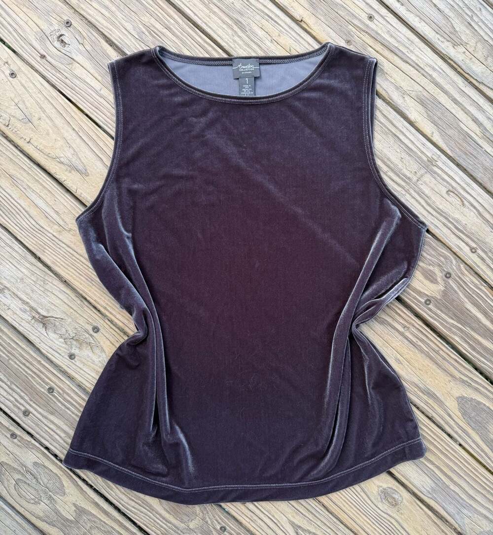 Travelers Collection by Chico's Velvet Sleeveless Tank Top Size 1